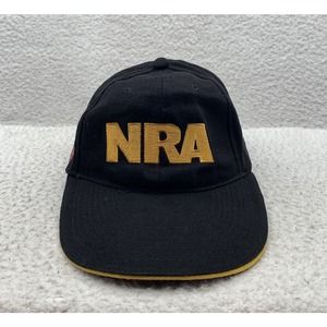 NRA Pinwale Corduroy Baseball Hat Mens Hook Loop OSFM Black USA Flag Rifles Dad‎